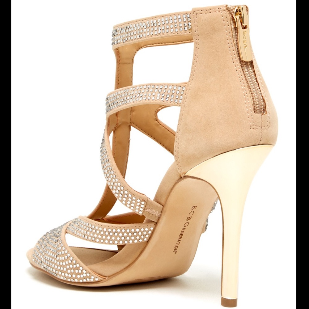 🌟NEW BCBG Romeo Rhinestone Nude Sandal Pump 8.5🌟 - Picture 2 of 5